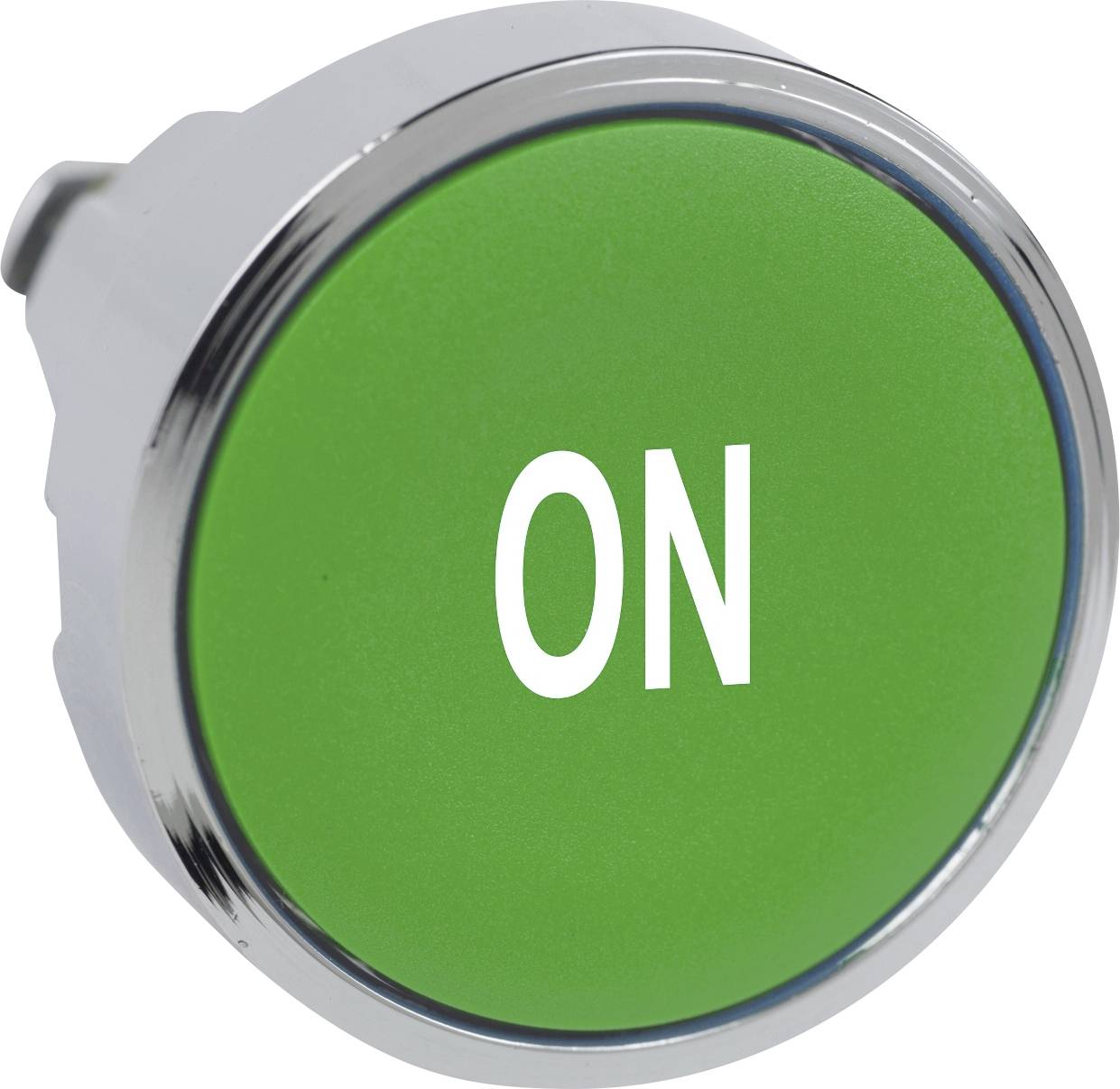Großer, runder, grüner Knopf mit der Aufschrift 'ON', signalisiert Aktivierungszustand.