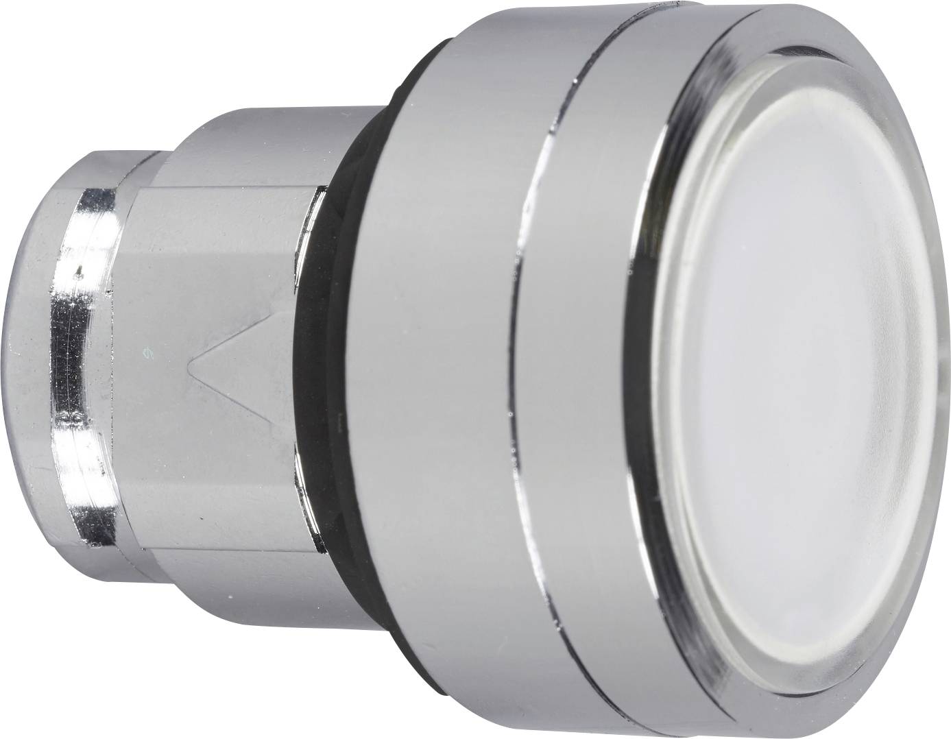 Chromfarbener runder LED-Duschstrahler mit abgewinkelter Kante und matter Glasabdeckung. Geeignet für Badezimmerbeleuchtung.