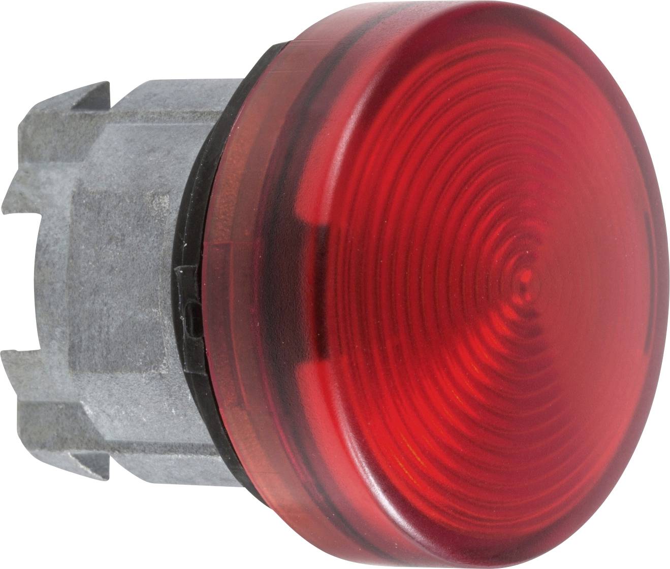 Ein roter Warnknopf ohne Beschriftung, hervorgehoben durch seine leuchtende Farbe.