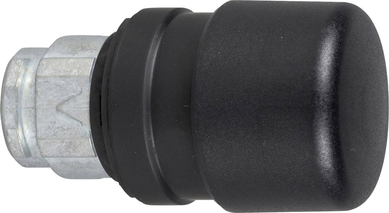 Ein schwarzer Gummipuffer mit Metallbasis, verwendet zur Stoßdämpfung an Maschinen oder Werkbänken.