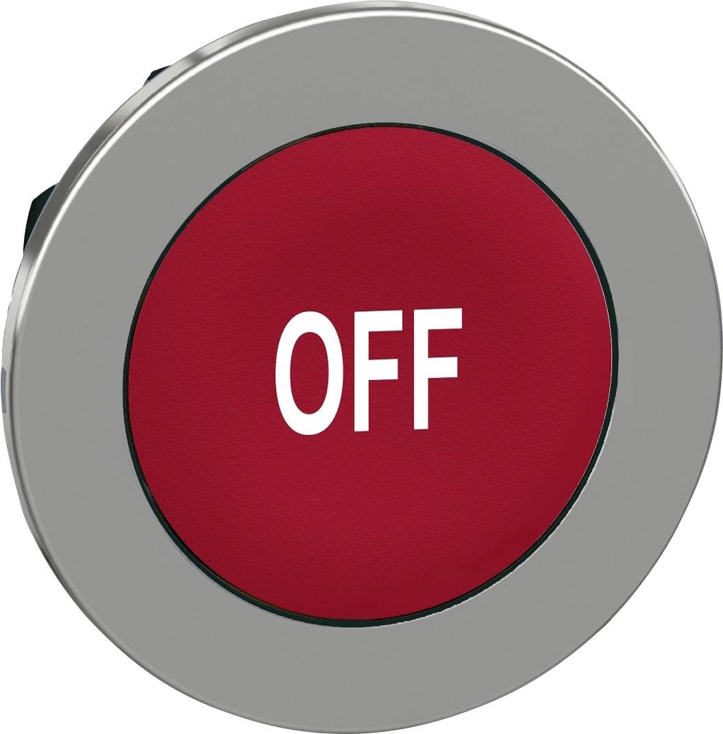 Roter runder Knopf mit der Aufschrift 'OFF', zeigt an, dass etwas ausgeschaltet ist.