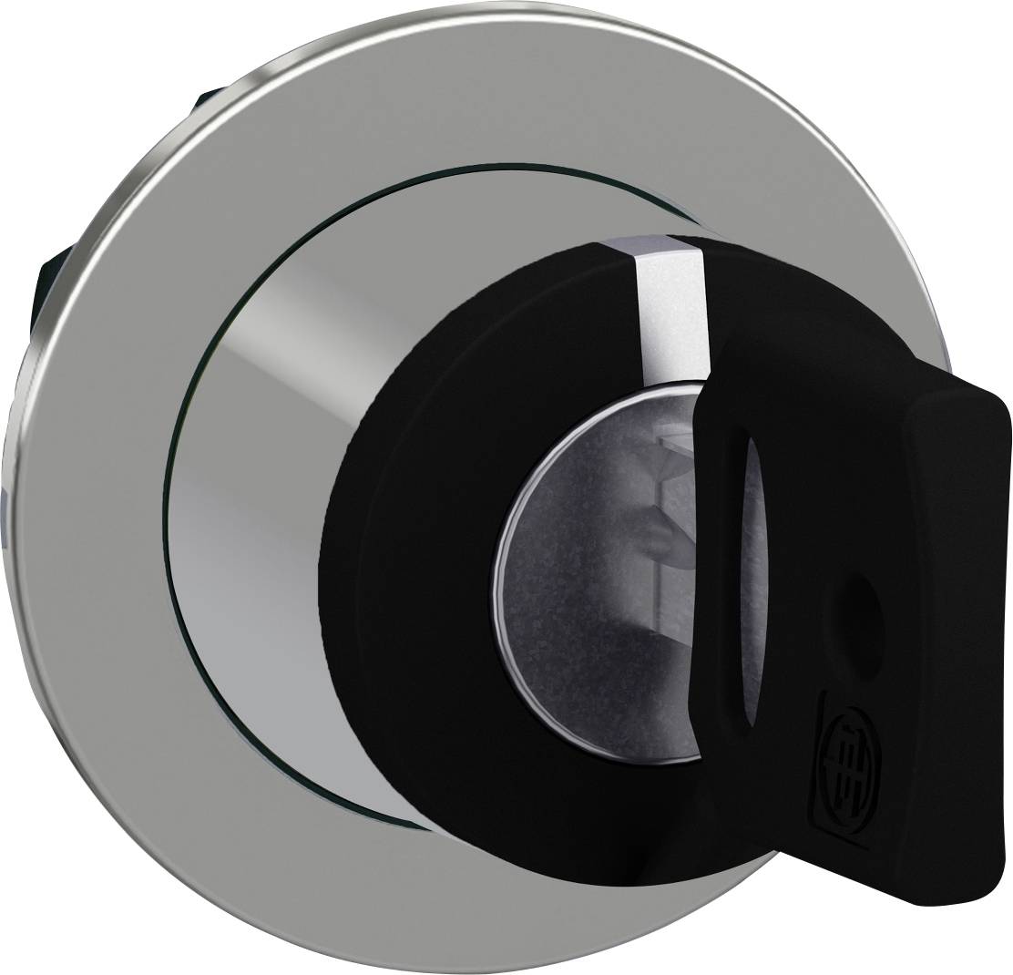 Schlüsselbare runde Sicherheitsverriegelung mit schwarzem Drehgriff, eingebaut in silbernem Metallzylinder, für Torschlösser.