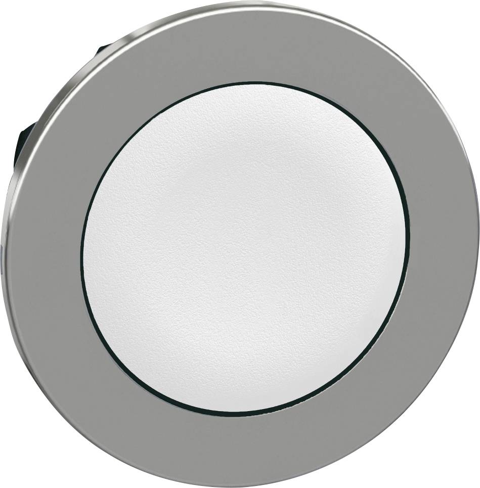 Runder Beleuchtungseinsatz mit silbernem Rahmen und weißem Zentrum, geeignet für Einbauleuchten in Decken oder Möbeln.