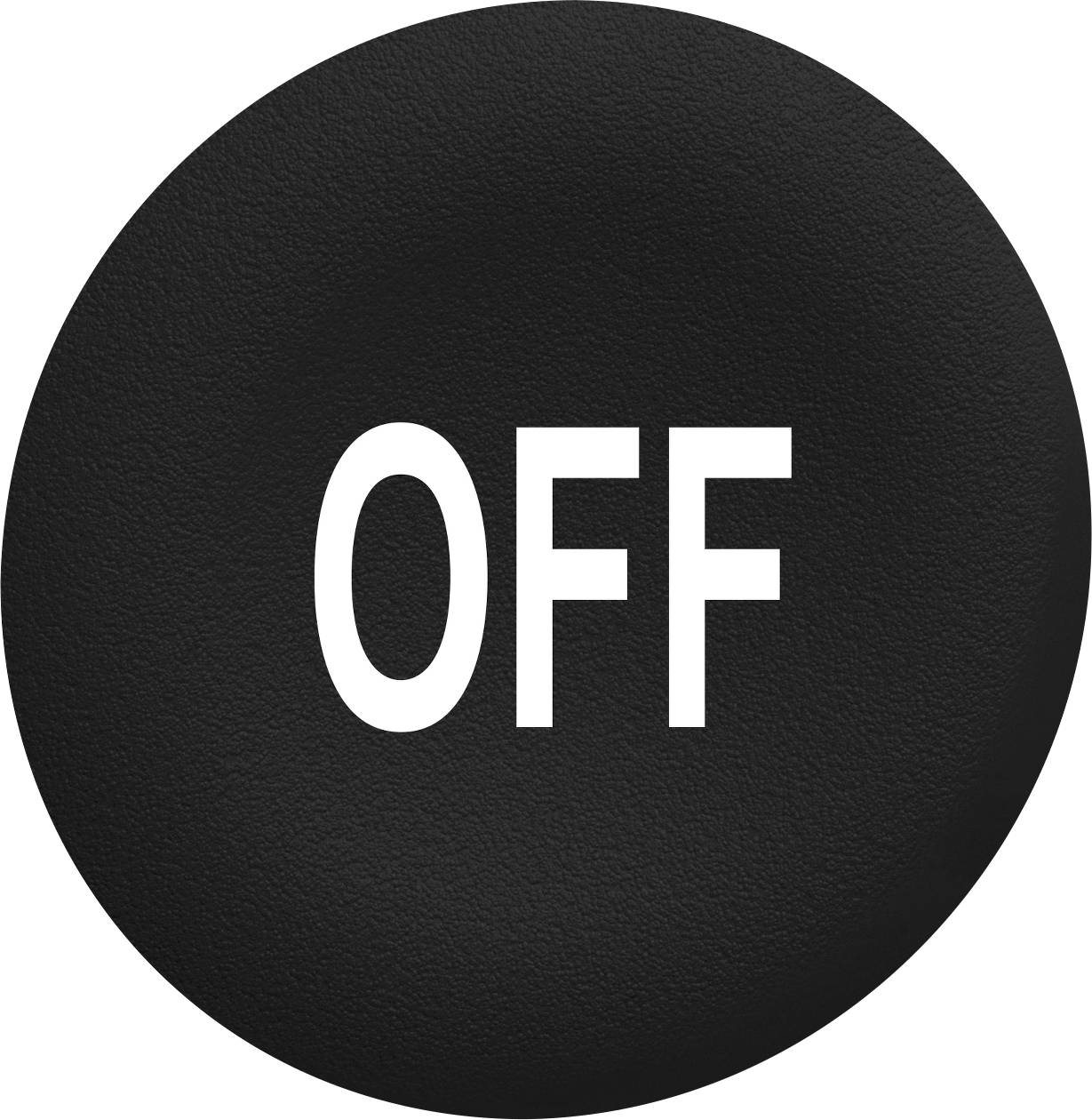 Schwarzer Kreis mit weißem Text 'OFF' in der Mitte.