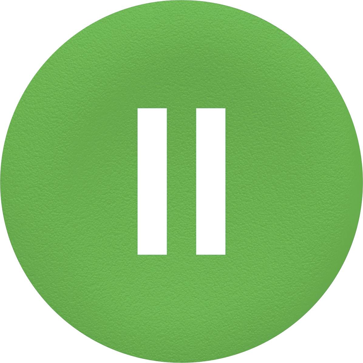 Pausensymbol mit zwei senkrechten weißen Balken auf grünem Kreis.