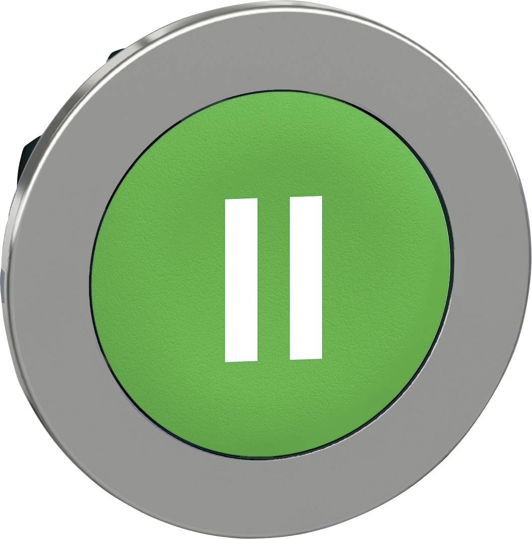'Pausen'-Symbol auf grünem Hintergrund, zeigt zwei parallele weiße Balken. Symbolisiert das Anhalten oder Unterbrechen von Medien.