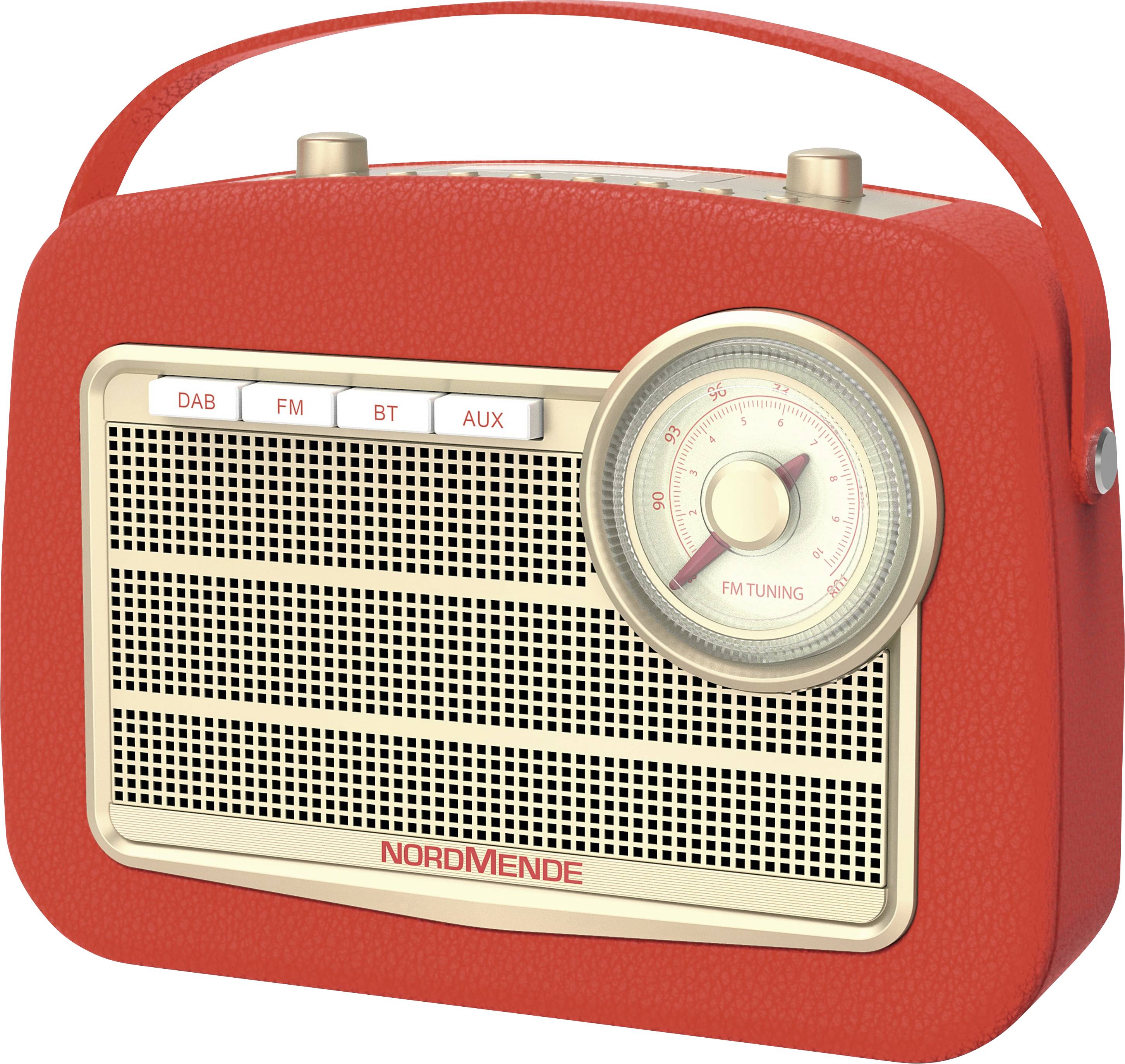 Nordmende Transita 130 Tischradio DAB+, UKW AUX, Bluetooth®, USB Akku-Ladefunktion, Weckfunktion, wiederaufladbar Rot