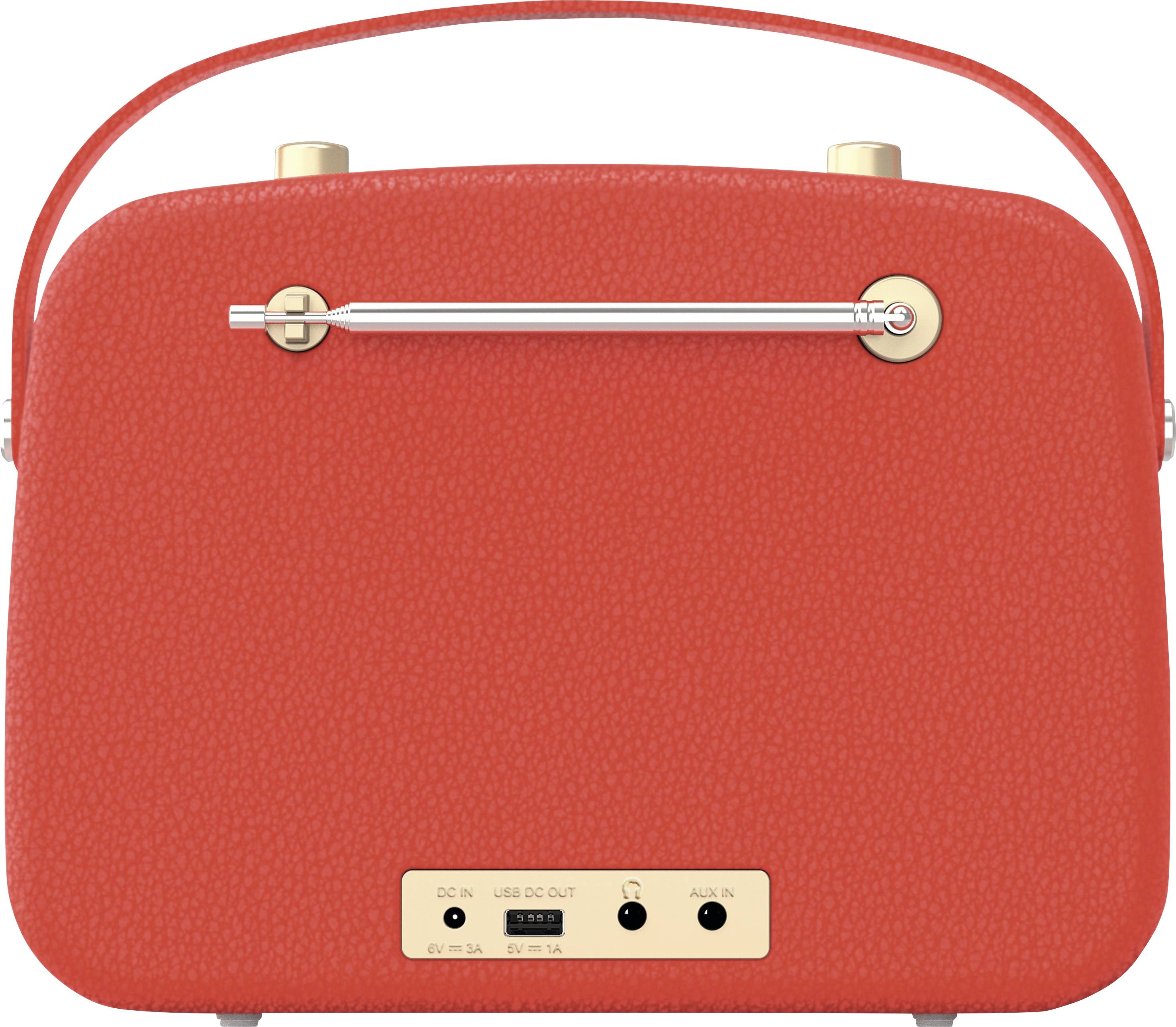 Nordmende Transita 130 Tischradio DAB+, UKW AUX, Bluetooth®, USB Akku-Ladefunktion, Weckfunktion, wiederaufladbar Rot