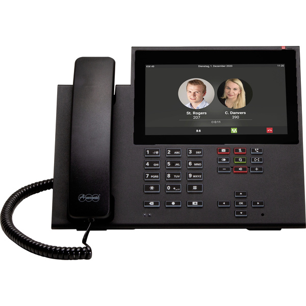 Téléphone VoIP filaire Auerswald COMfortel D-600 écran couleur noir