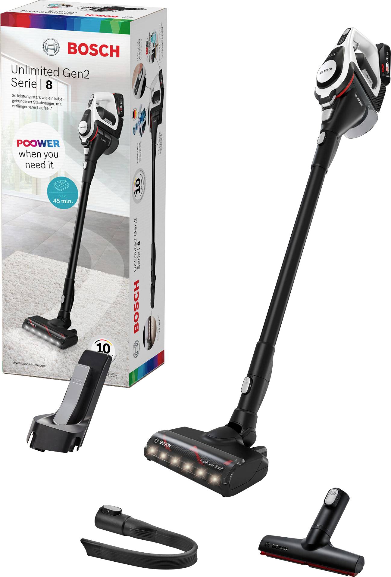 Bosch Home and Garden Unlimited Serie 8 BKS8214W Akku-Handstaubsauger 18 V Beutellos