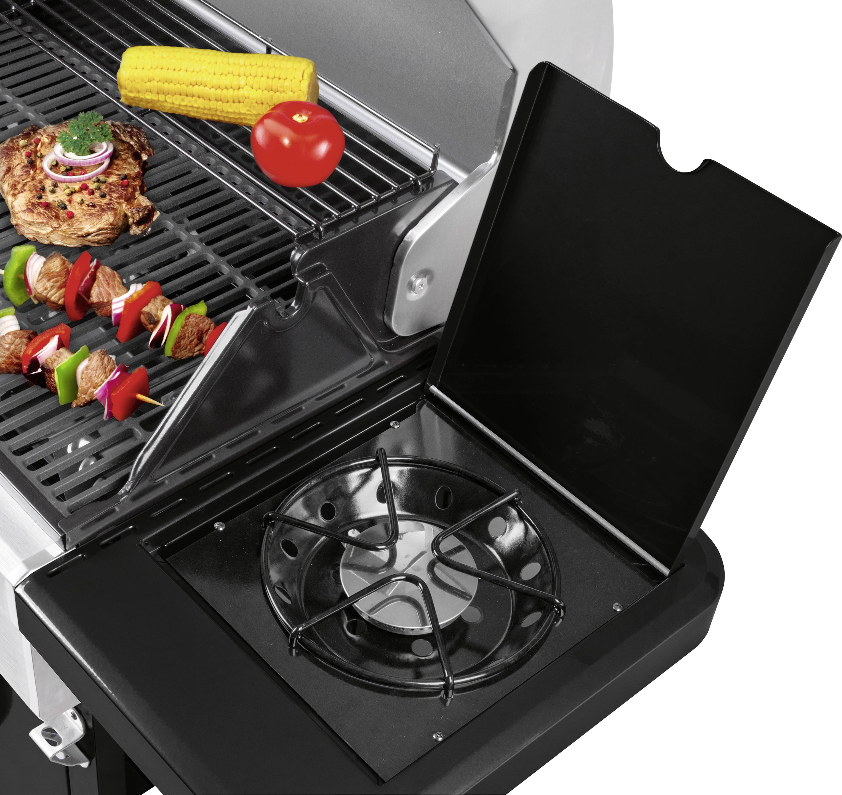 Profi Cook PC-GG 1219 Gas Grill 3 Brenner, mit Kochfunktion Edelstahl, Schwarz