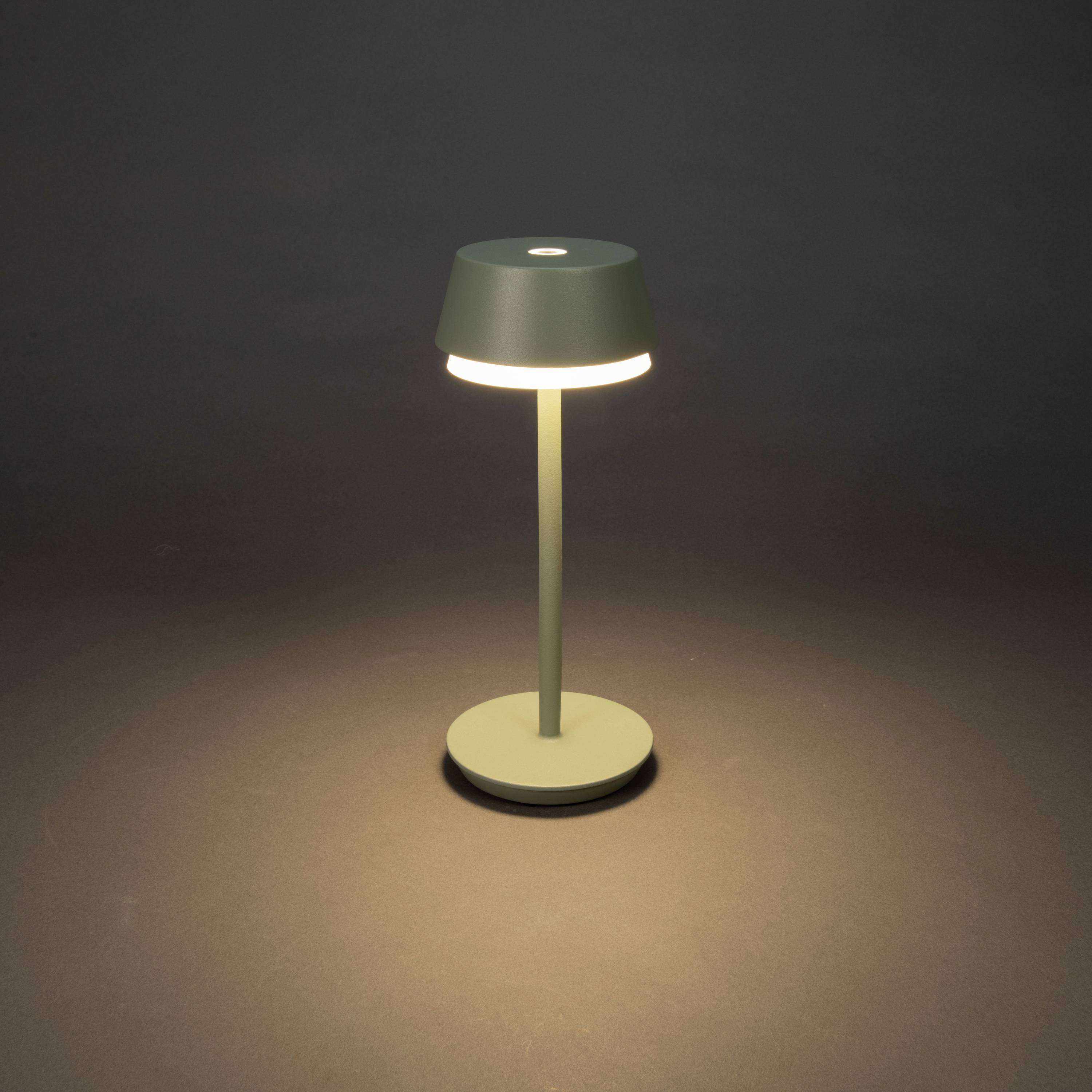 Konstsmide 7830-630 Lyon LED-Akku-Tischlampe 2.5W Warmweiß, RGB Grün-Grau