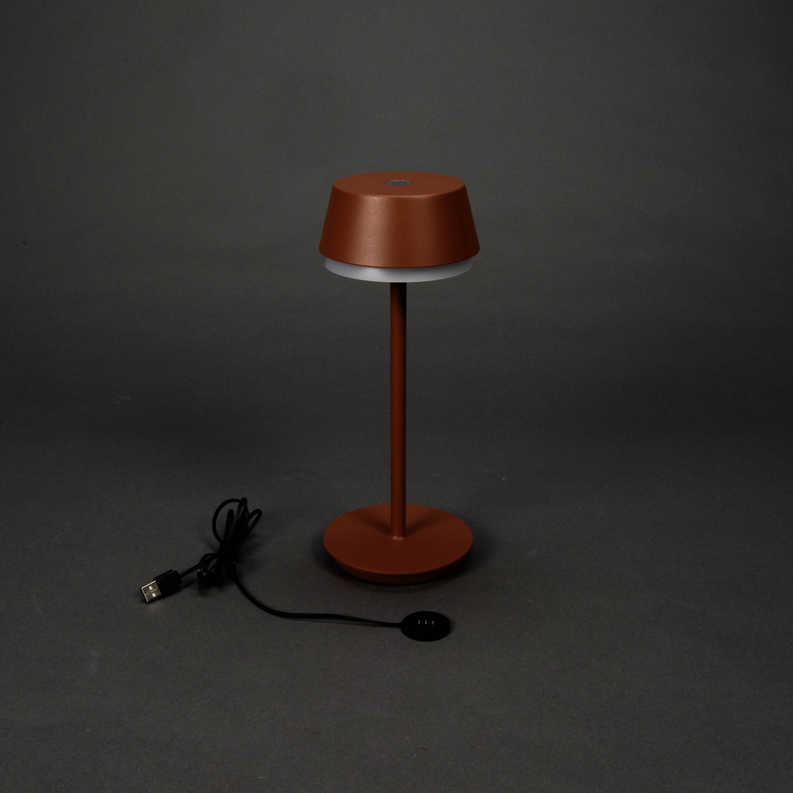 Konstsmide 7830-960 Lyon LED-Akku-Tischlampe 2.5W Warmweiß, RGB Terracotta