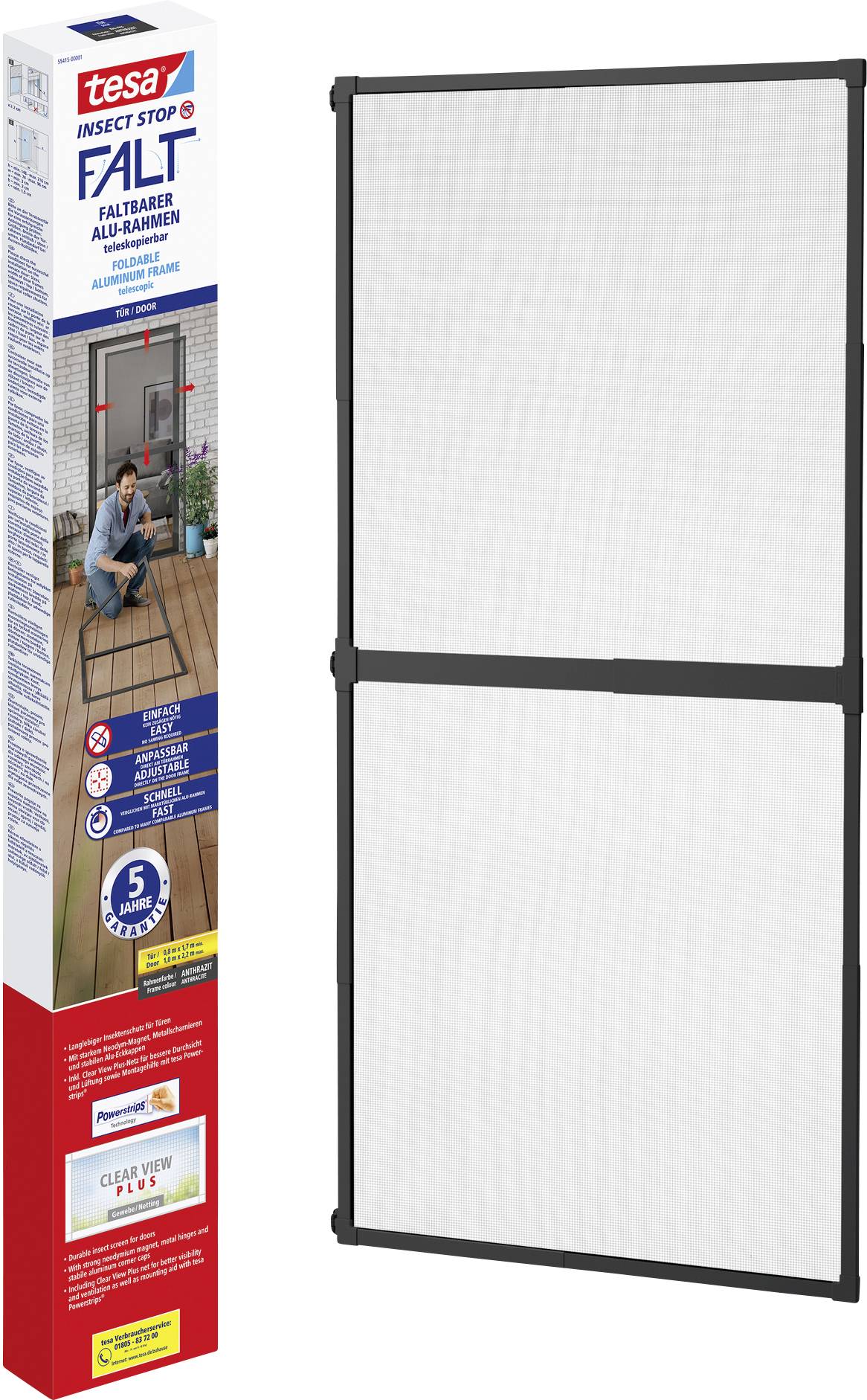 Tesa FALT 55415-00001-00 Tür-Fliegengitter Anthrazit 1St.