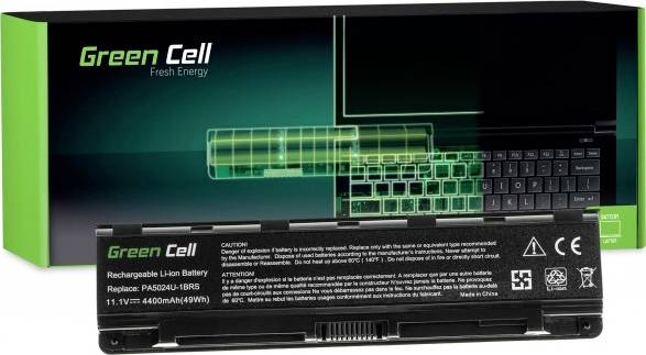 Lithium-Ionen-Akku von Green Cell, Modell PA5208U-1BRS, 11,1V, 4400mAh, geeignet für Toshiba-Laptops. Verpackung mit Frische-Energie-Design.