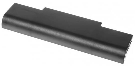 Schwarzer Laptop-Akku, zylindrische Form.