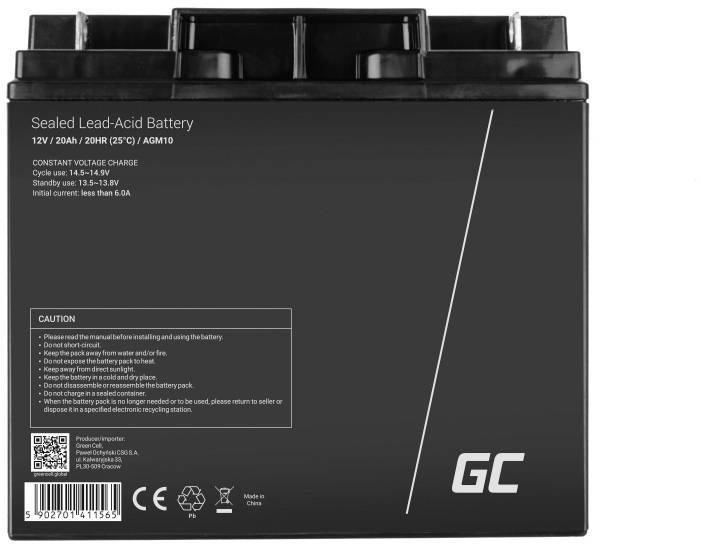 Versiegelte Blei-Säure-Batterie, 12V/26Ah, für konstante Spannungsaufladung geeignet. Bitte Gebrauchsanweisung beachten.