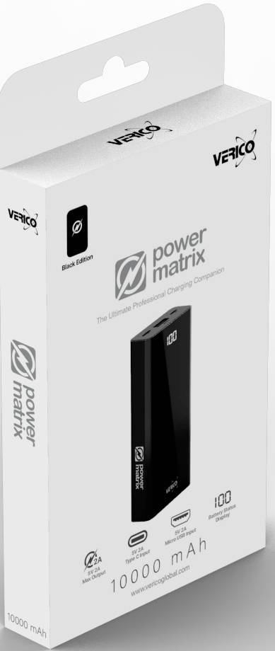 Verico Power Matrix Powerbank 10000 mAh Fast Charge LiPo USB-A Schwarz