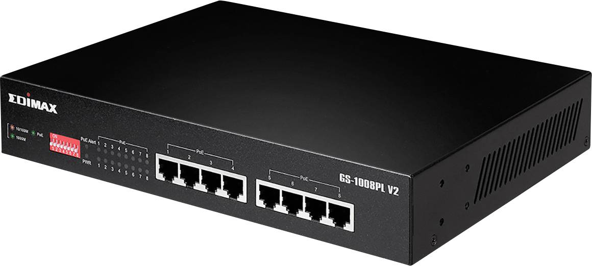EDIMAX GS-1008PL V2 Netzwerk Switch GS-1008PL V2 8 Port 10 / 100 / 1000 MBit/s PoE-Funktion