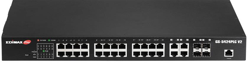 EDIMAX GS-5424PLC V2 Netzwerk Switch 24 + 4 Port 10 / 100 / 1000 MBit/s PoE-Funktion