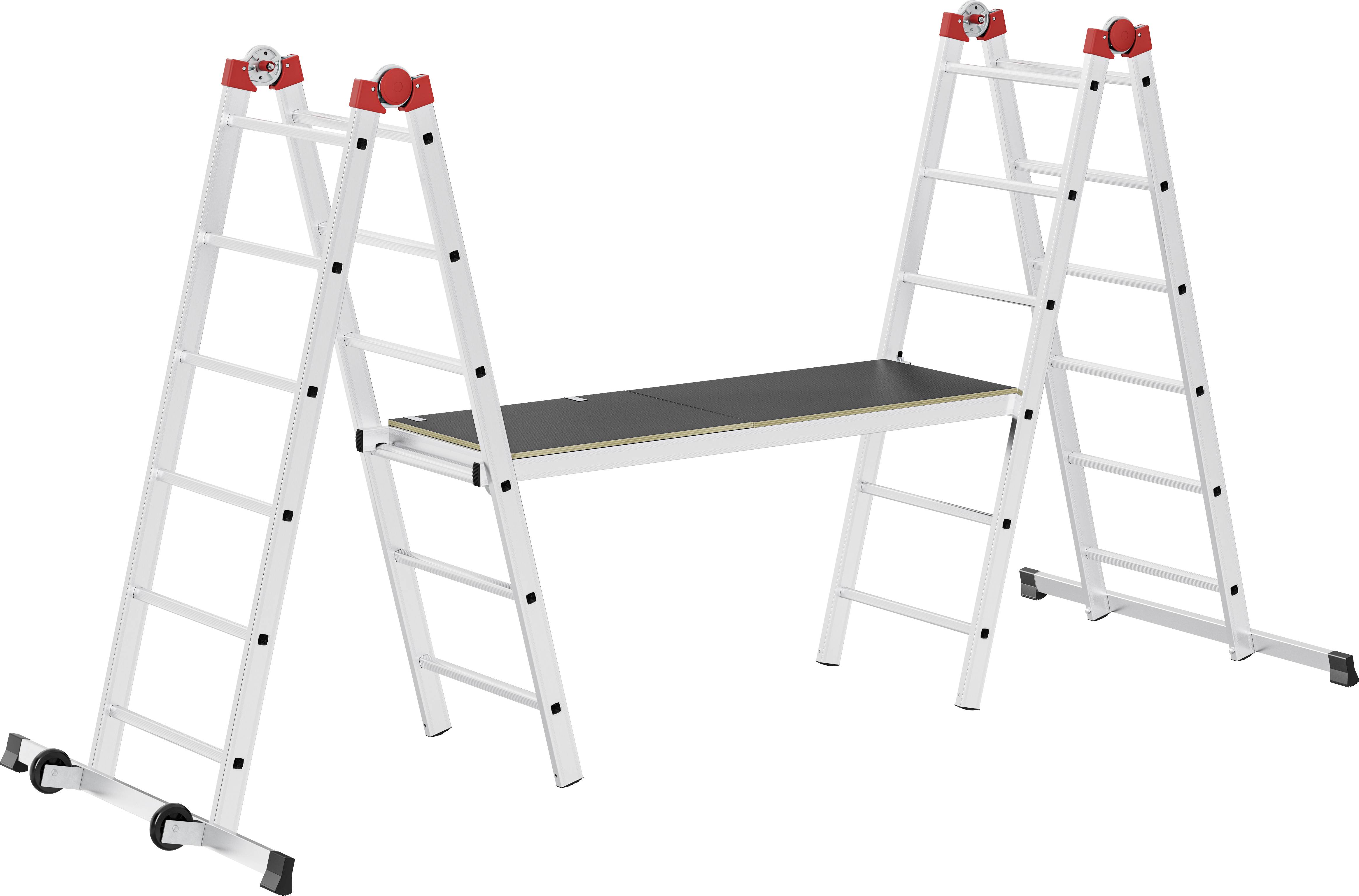 Hailo 9459-507 G60 Aluminium Montagegerüst Arbeitshöhe (max.): 4.3m Silber, Rot 31kg