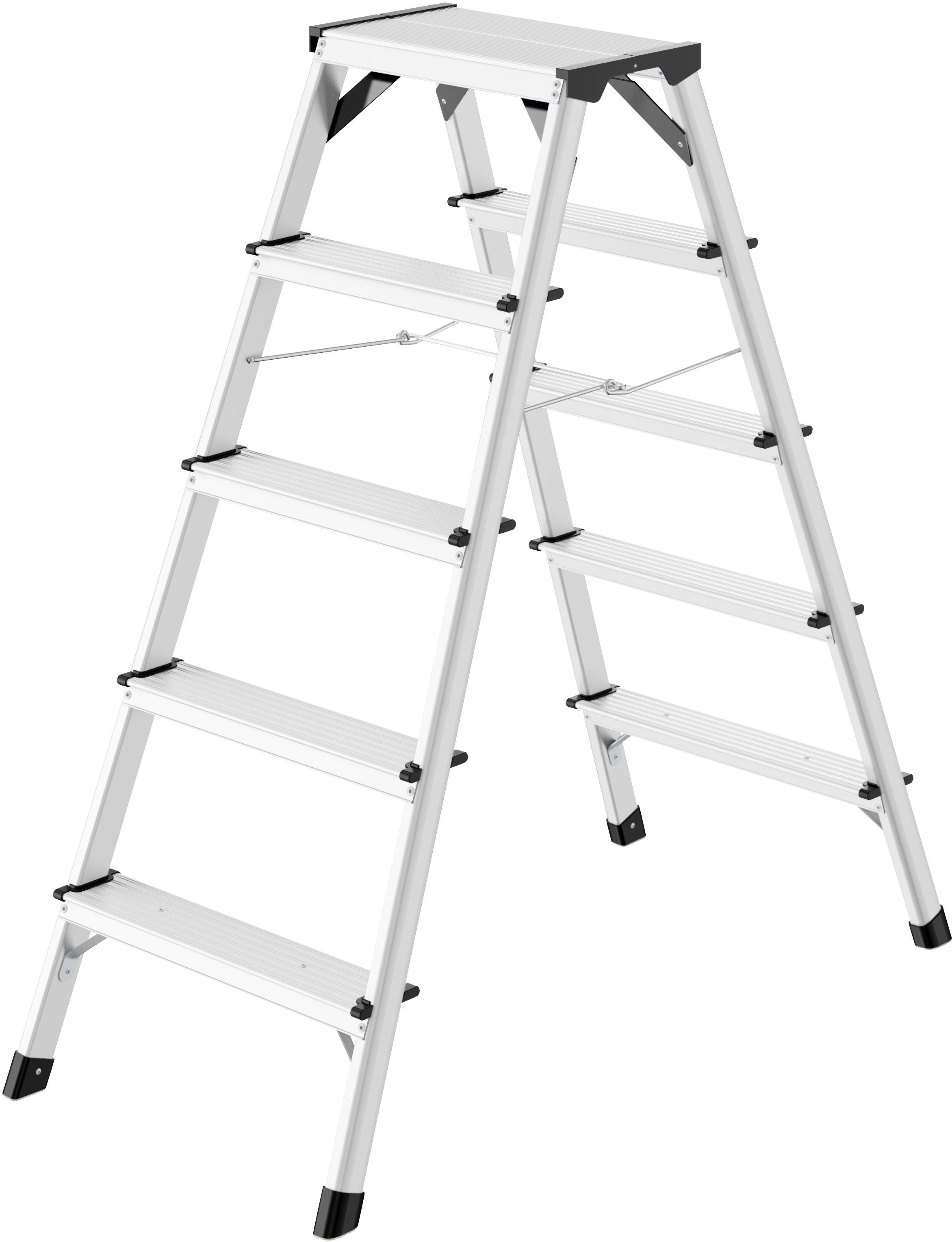 Hailo D60 8655-007 Aluminium Doppel-Stufentritt Arbeitshöhe (max.): 2.65 m Silber 6.8 kg