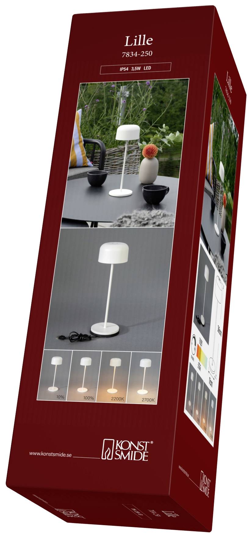 Konstsmide 7834-250 Lille LED-Akku-Tischlampe 3.5W Warmweiß Weiß