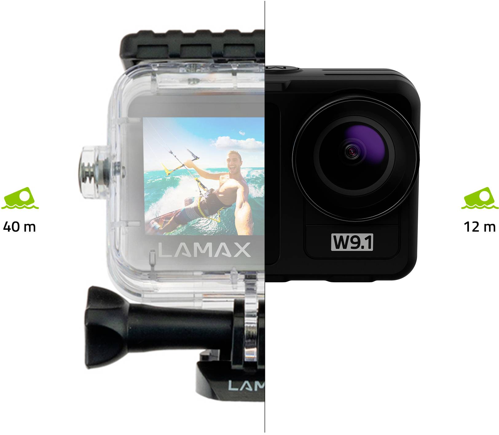 Lamax W9.1 Action Cam 4K, inkl. Stativ, Wasserfest, Zeitraffer, Zeitlupe, Stoßfest, WLAN, Dual-Display