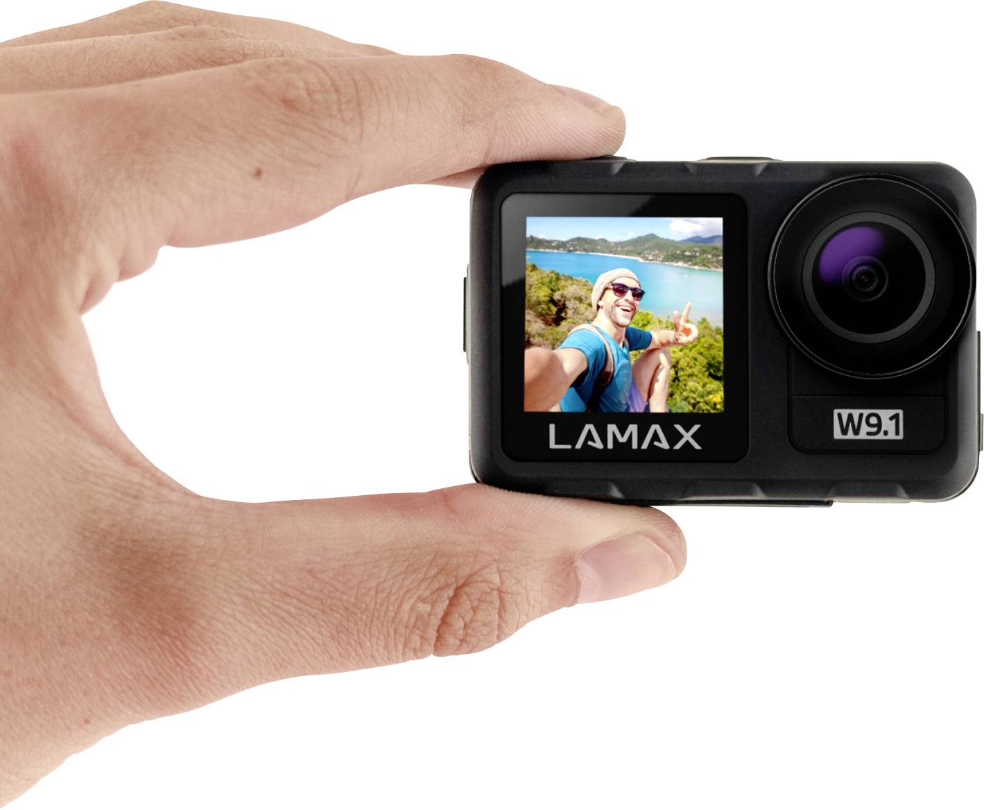 Lamax W9.1 Action Cam 4K, inkl. Stativ, Wasserfest, Zeitraffer, Zeitlupe, Stoßfest, WLAN, Dual-Display