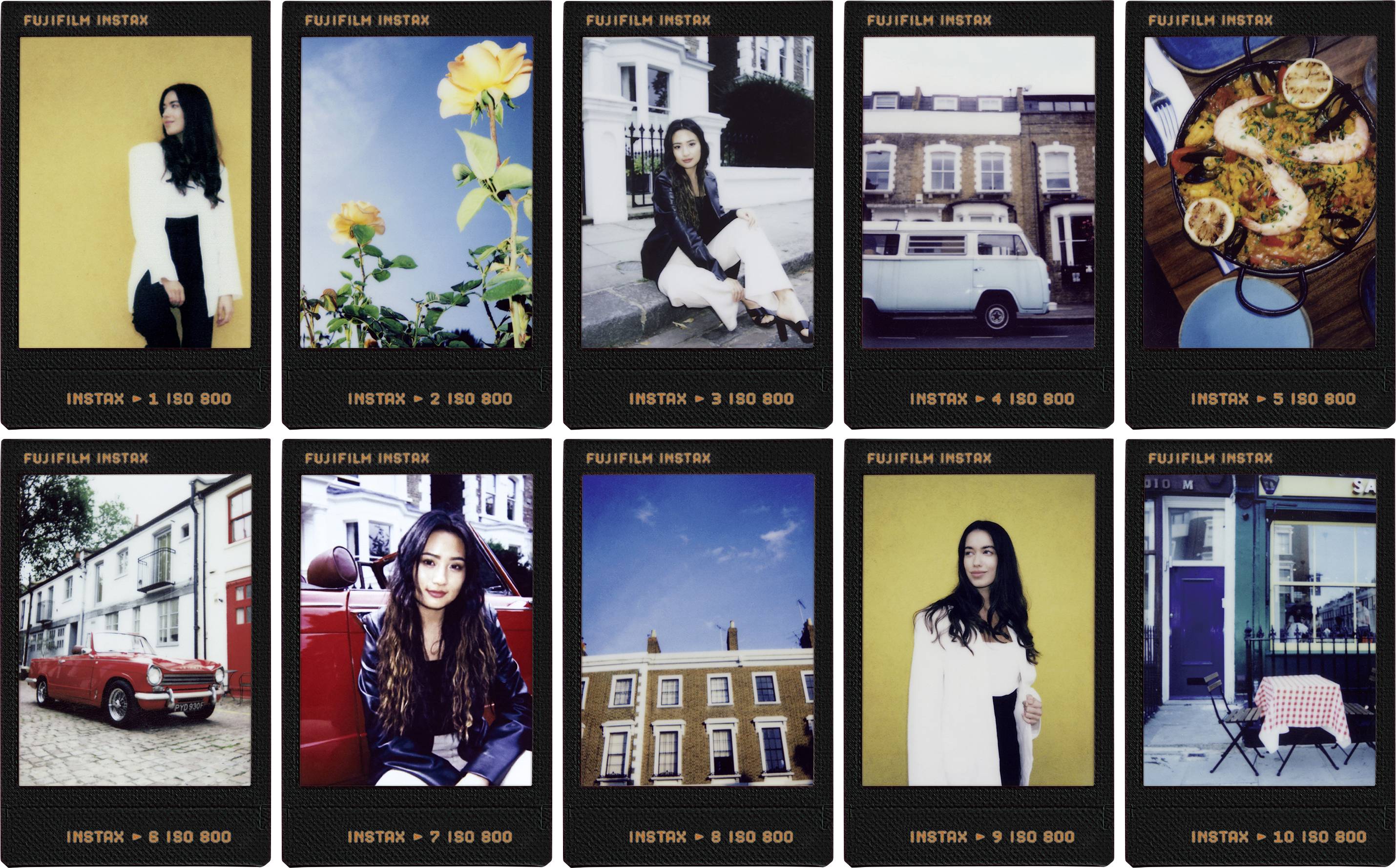 Fujifilm Instax MINI Contact Sheet Film, 5.4x8.6 cm, Schwarz, 10 Blätter, instax mini 11, instax min