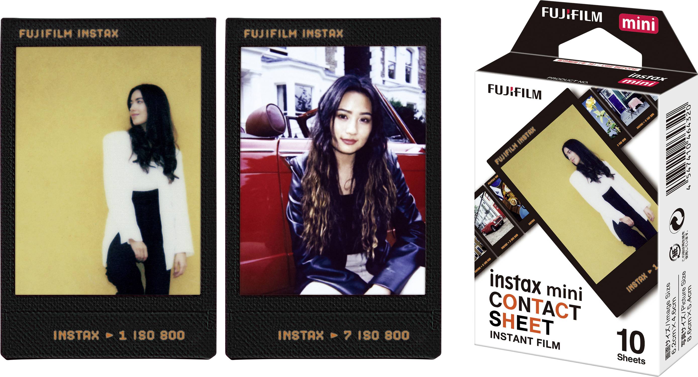 Fujifilm Instax MINI Contact Sheet Film, 5.4x8.6 cm, Schwarz, 10 Blätter, instax mini 11, instax min