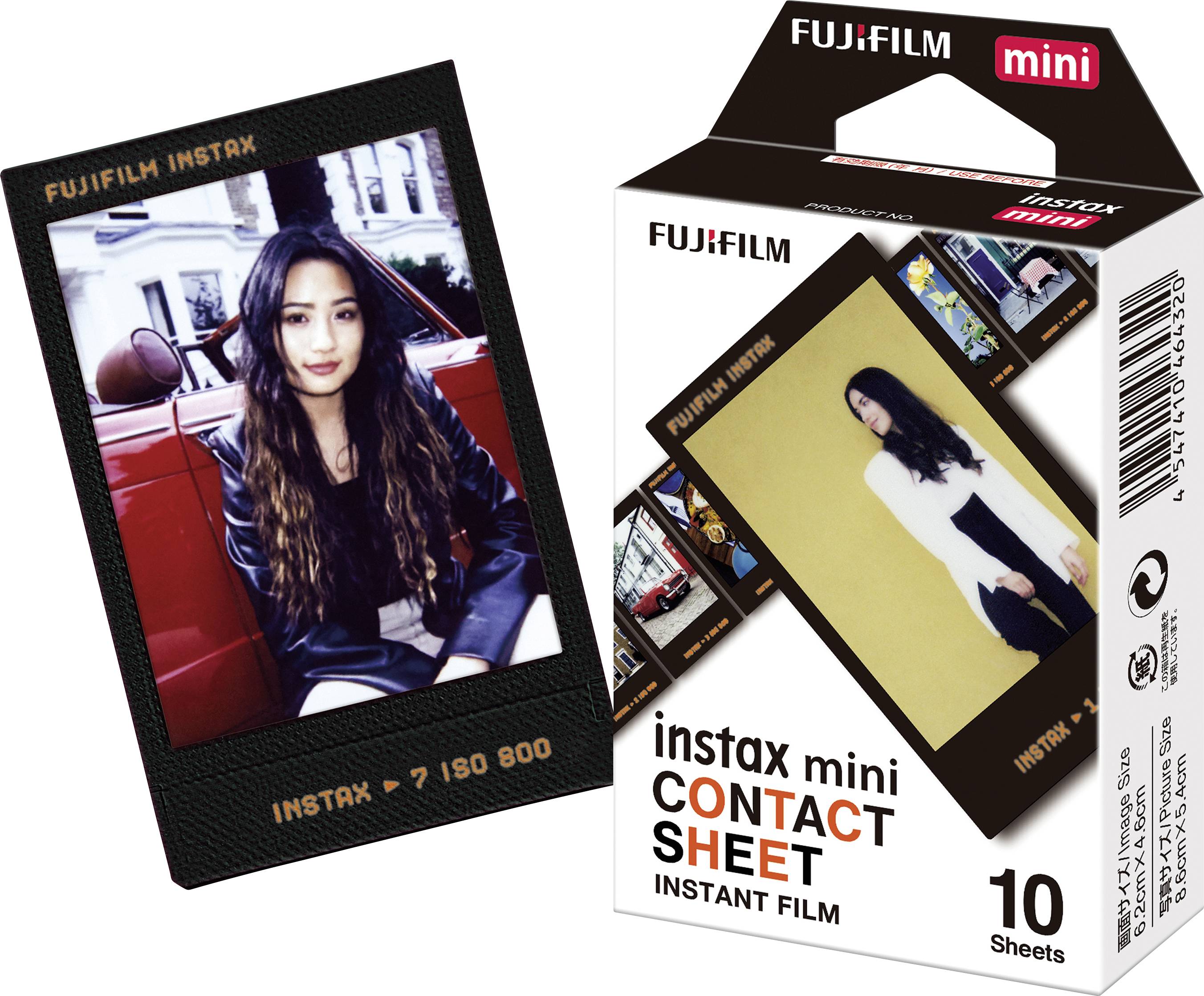 Fujifilm Instax MINI Contact Sheet Film, 5.4x8.6 cm, Schwarz, 10 Blätter, instax mini 11, instax min
