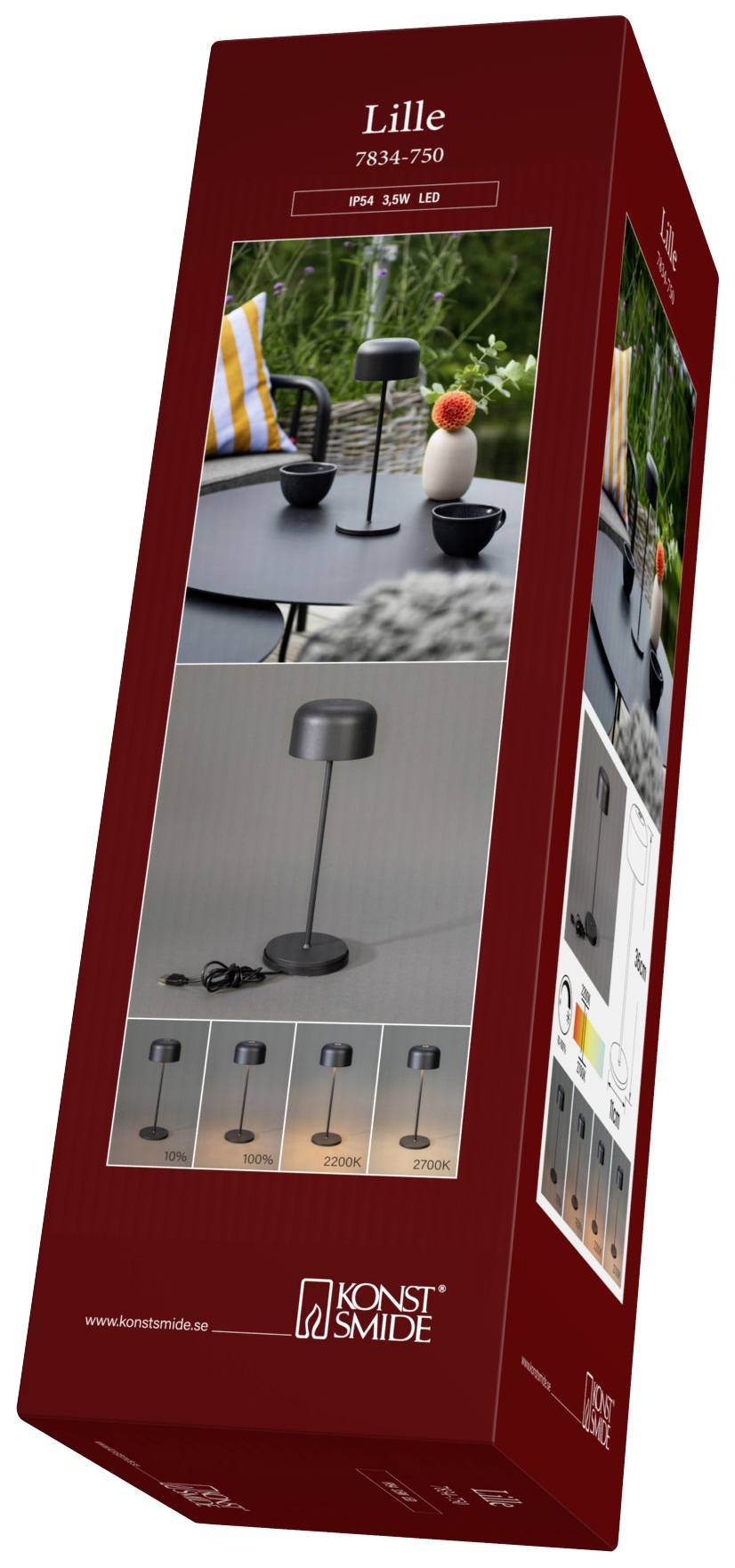 Konstsmide 7834-750 Lille LED-Akku-Tischlampe 3.5W Warmweiß Schwarz