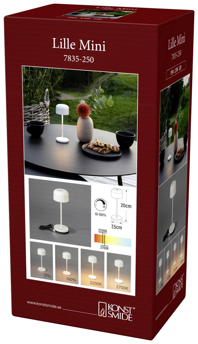 Konstsmide 7835-250 Lille LED-Akku-Tischlampe 2.2W Warmweiß Weiß