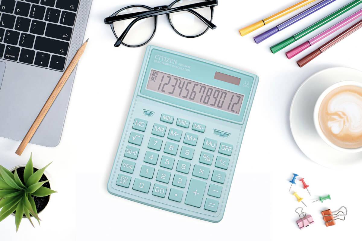 Citizen SDC-444X Tischrechner Türkis Display (Stellen): 12 batteriebetrieben, solarbetrieben (B x H x T) 155 x 206 x 33.5mm