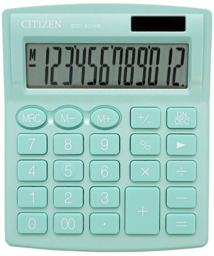 Citizen SDC-812NR Tischrechner Türkis Display (Stellen): 12 batteriebetrieben, solarbetrieben (B x H x T) 102 x 124 x 25mm