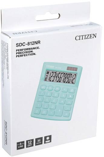 Citizen SDC-812NR Tischrechner Türkis Display (Stellen): 12 batteriebetrieben, solarbetrieben (B x H x T) 102 x 124 x 25mm