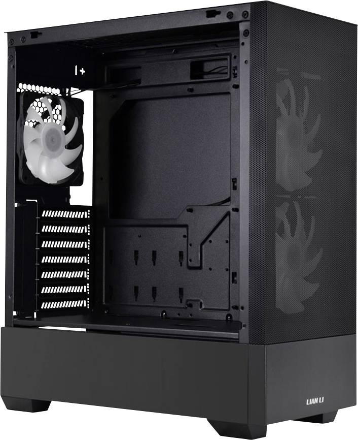 Lian Li LANCOOL 205 Mesh Midi-Tower Gaming-Gehäuse, Gehäuse Schwarz 3 Vorinstallierte LED Lüfter, Seitenfenster