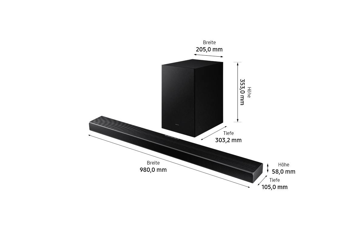 Samsung HW-Q600A Soundbar Schwarz Dolby Atmos®, inkl. kabellosem Subwoofer, Bluetooth®, USB