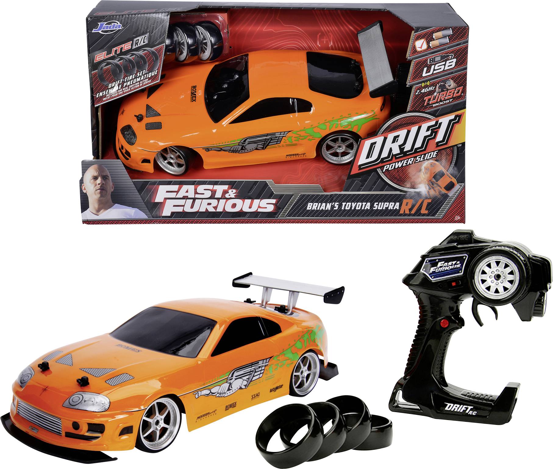 JADA TOYS 253209003 Fast & Furious RC Drift 1995 Toyota 1:10 RC Modellauto Elektro Straßenmodell Allradantrieb (4WD) inkl. Batterien
