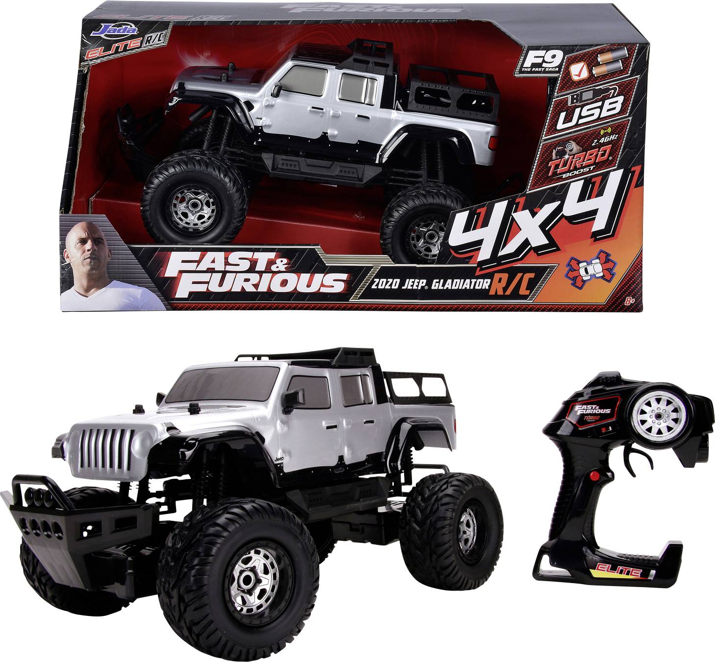 JADA TOYS 253209005 Fast&Furious RC Jeep Gladiator 4x4 1:12 1:12 RC Modellauto Elektro Geländewagen Allradantrieb (4WD) inkl
