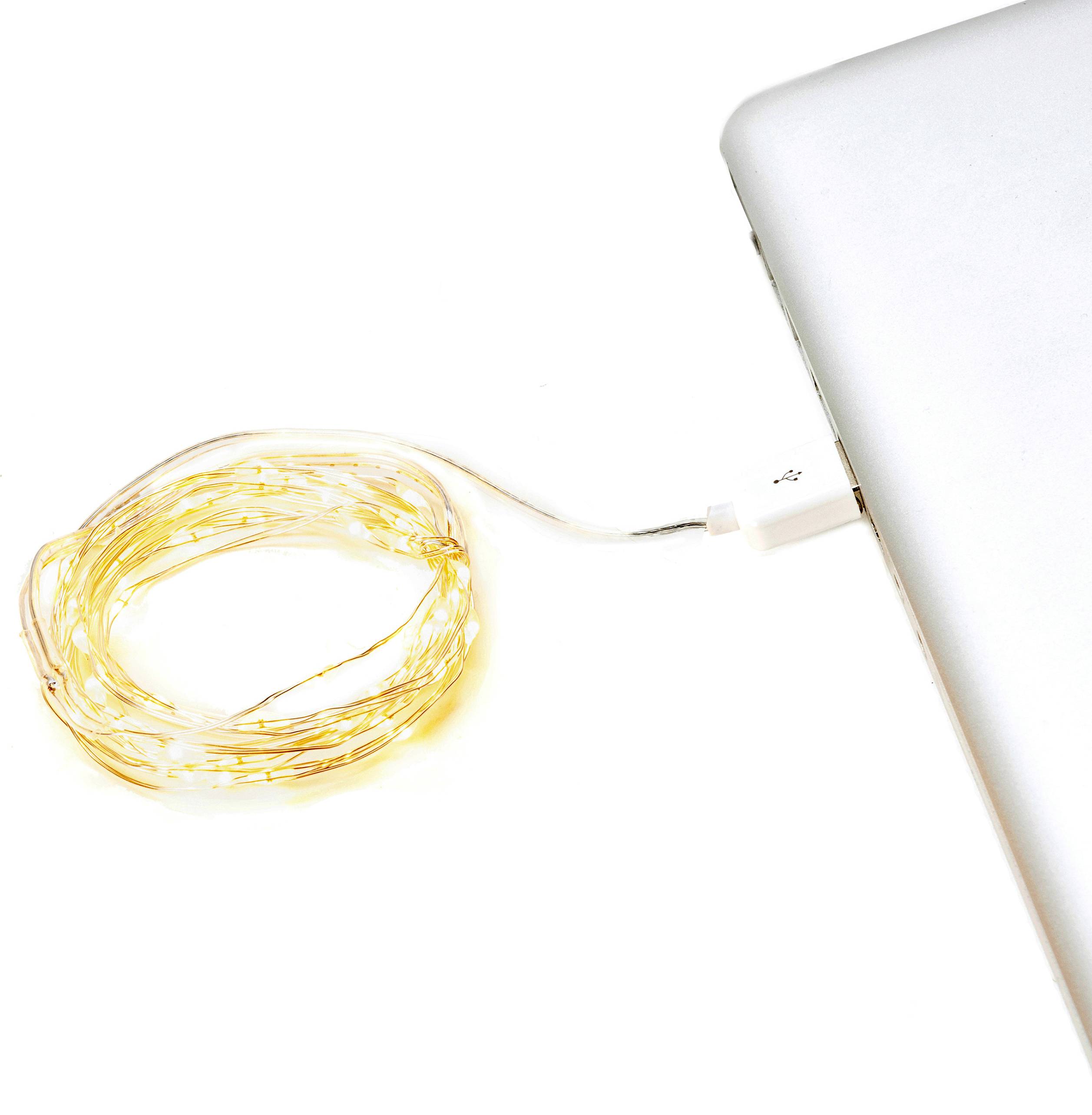 Konstsmide 1770-190 USB-Lichterkette Innen EEK: G (A - G) über USB Anzahl Leuchtmittel 50 LED Warmweiß Beleuchtete Länge: 2.45m