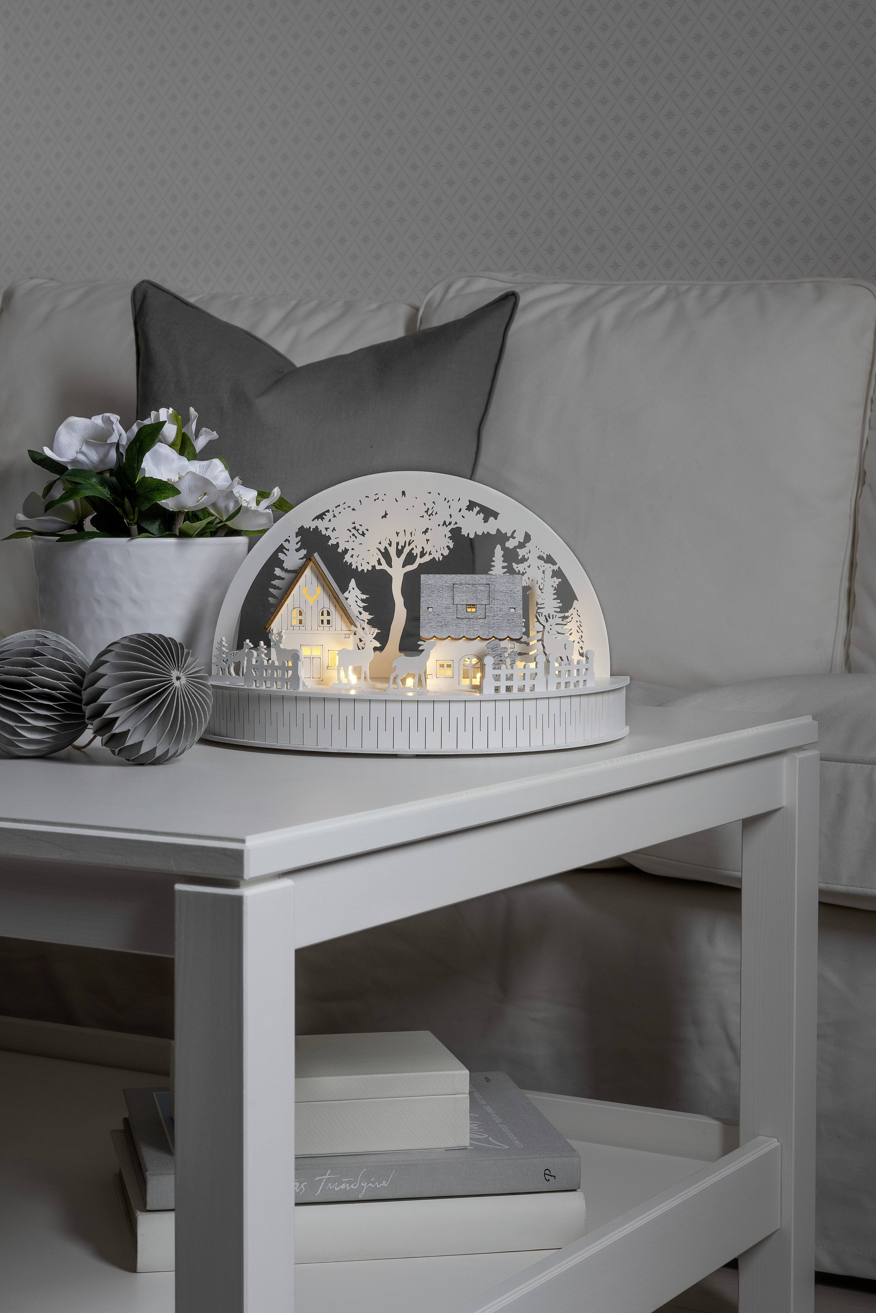 Konstsmide 3280-210 Schwibbogen Haus mit Tieren Warmweiß LED Weiß