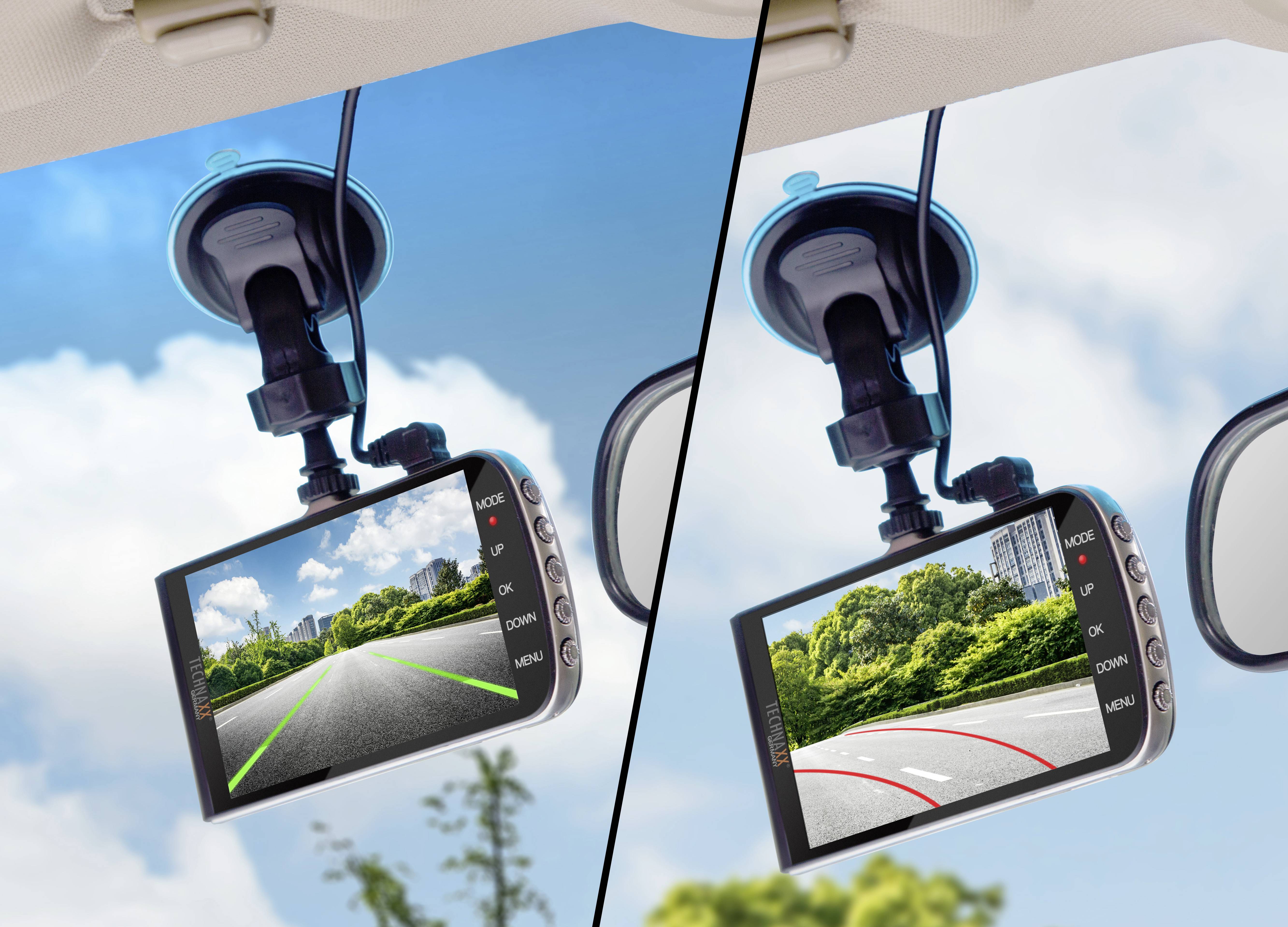 Technaxx TX-167 Dashcam Blickwinkel horizontal max.=130 ° 5 V Auffahrwarner, Display, Fahrspurassistent, Mikrofon