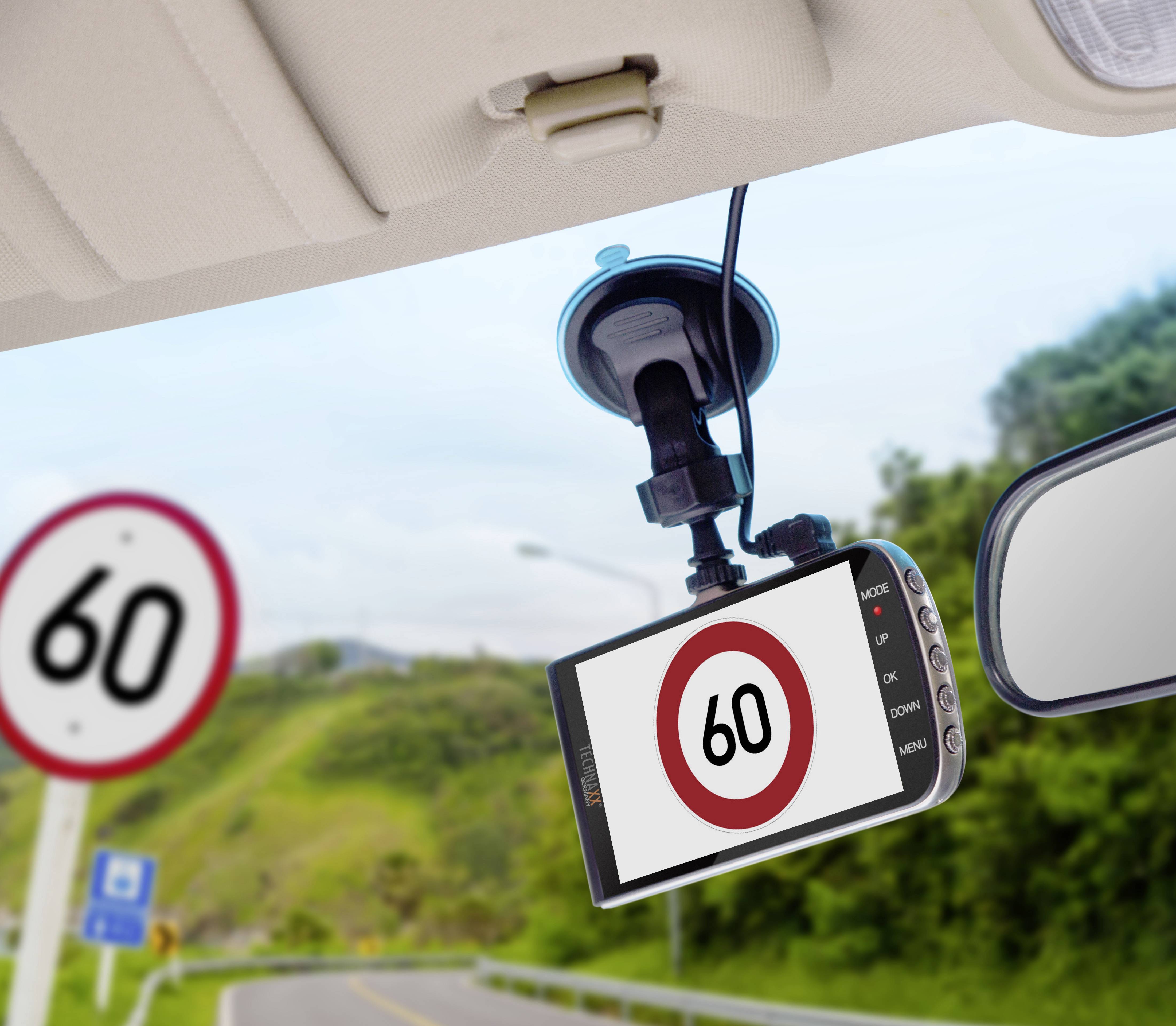 Technaxx TX-167 Dashcam Blickwinkel horizontal max.=130 ° 5 V Auffahrwarner, Display, Fahrspurassistent, Mikrofon