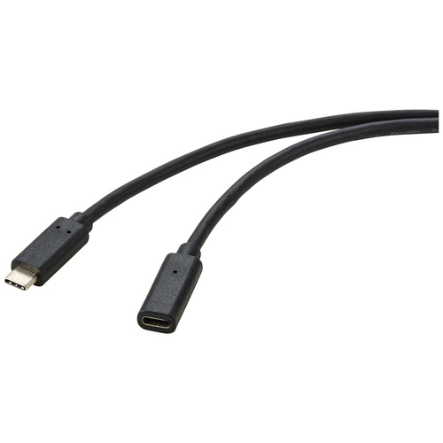 Renkforce USB-Kabel USB 3.2 Gen2 (USB 3.1 Gen2) USB-C® Stecker, USB-C® Buchse 2.00m Schwarz PVC-Mantel RF-4755222