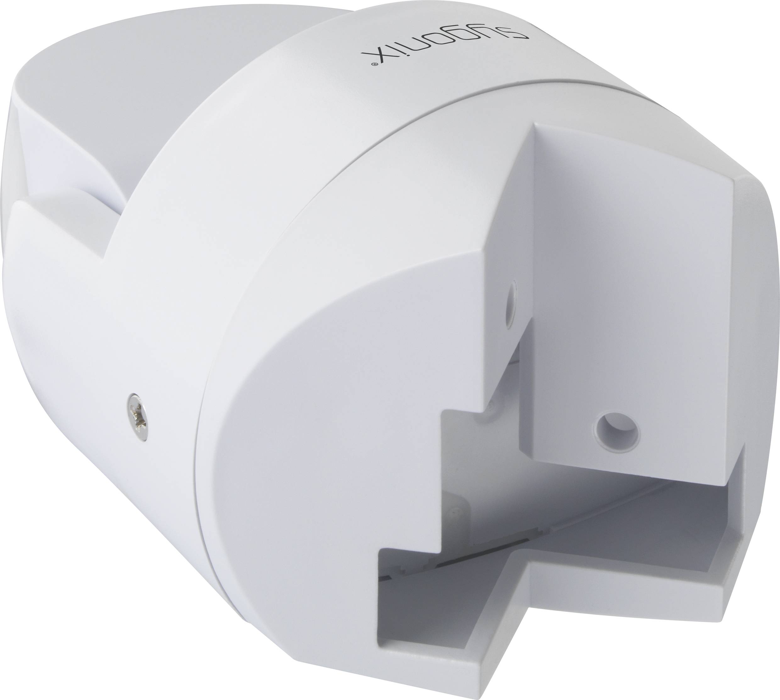 Weißer, zylinderförmiger Halter mit einer Öffnung an der Unterseite, gekennzeichnet mit 'Synoflex'.