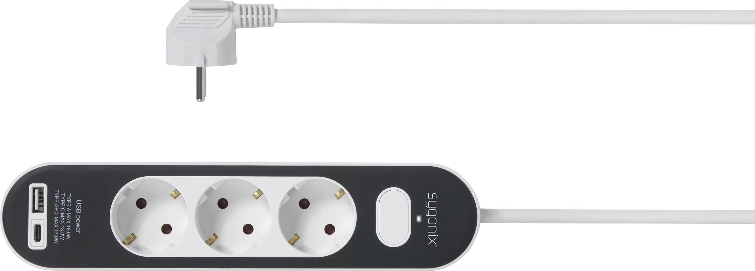 Sygonix SY-4755366 Steckdosenleiste mit Schalter Weiß, Grau Schutzkontakt 1St.