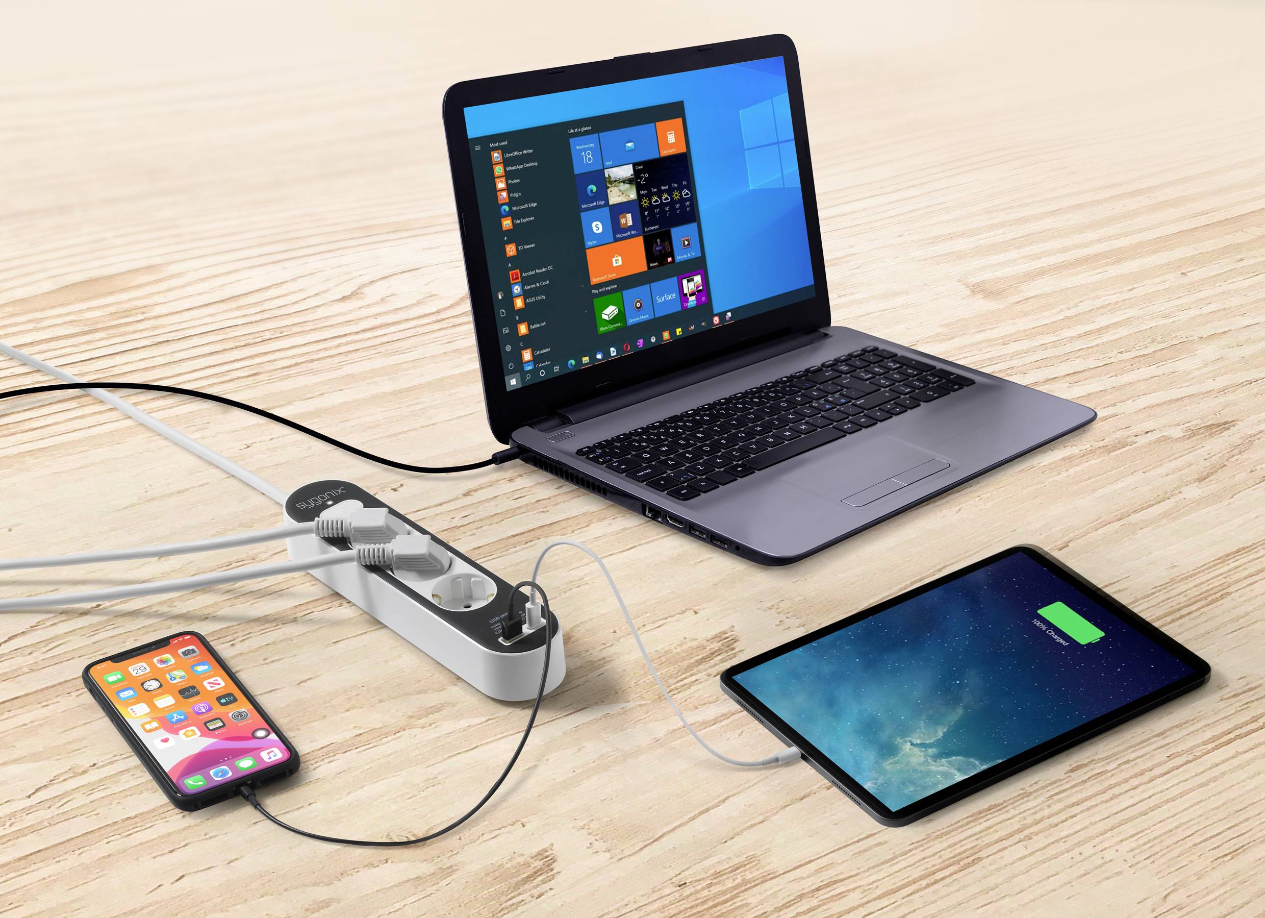 Sygonix SY-4755366 Steckdosenleiste mit Schalter Weiß, Grau Schutzkontakt 1St.