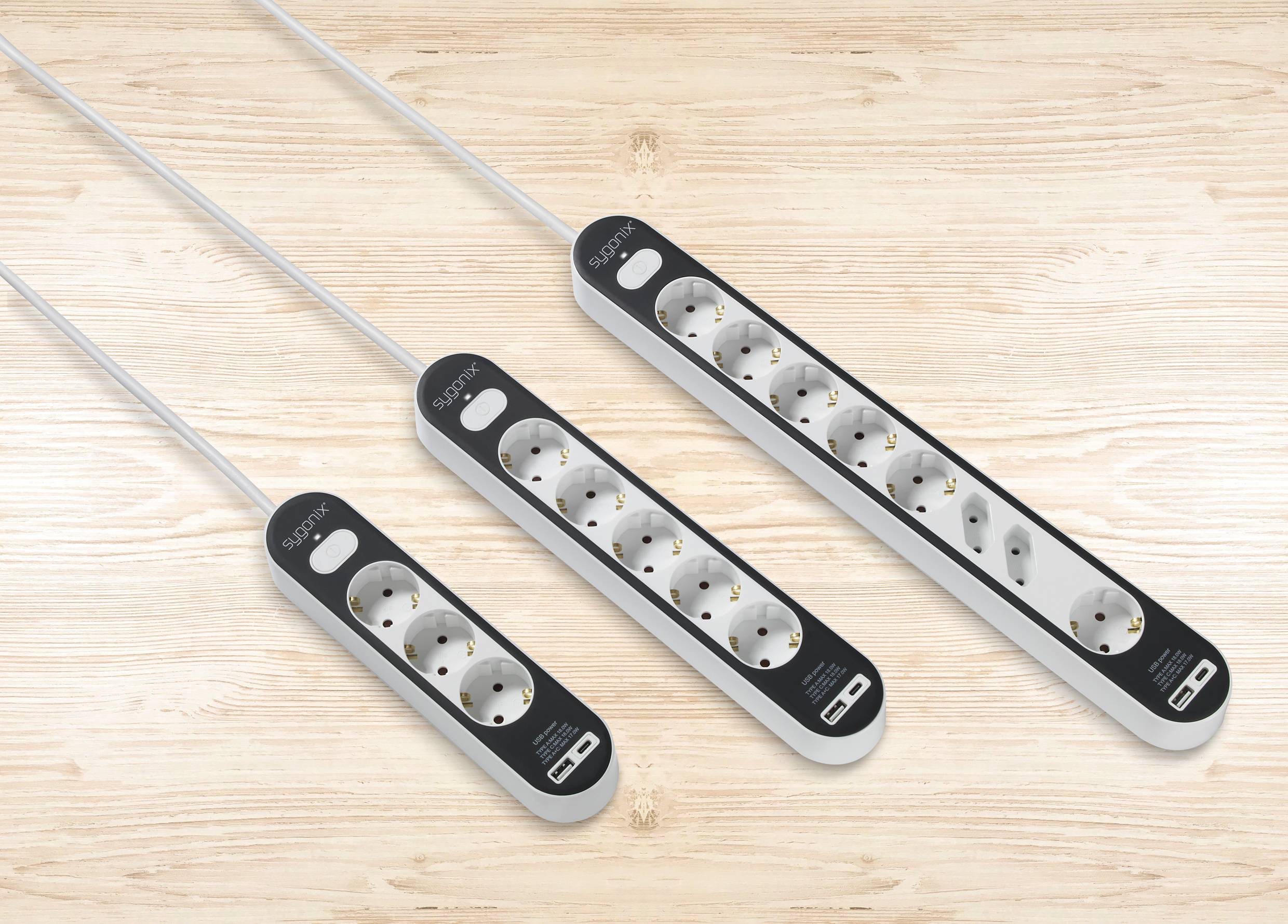 Sygonix SY-4755368 Steckdosenleiste mit Schalter Weiß, Grau Schutzkontakt 1St.